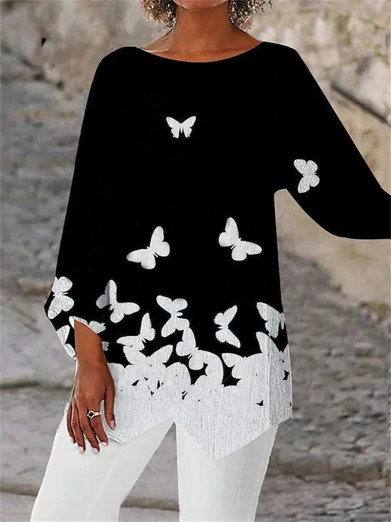 Sienna Rose | Printed Round Neck Long Sleeve Shirt