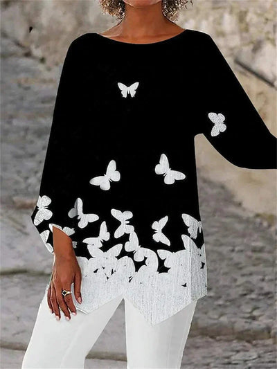Sienna Rose | Printed Round Neck Long Sleeve Shirt
