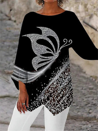 Sienna Rose | Printed Round Neck Long Sleeve Shirt