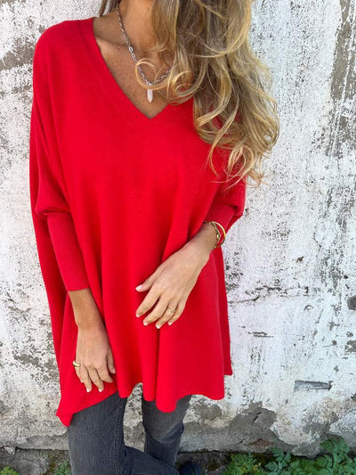 BESSY | COMFORTABLE JUMPER WITH V-NECK AND LONG SLEEVES