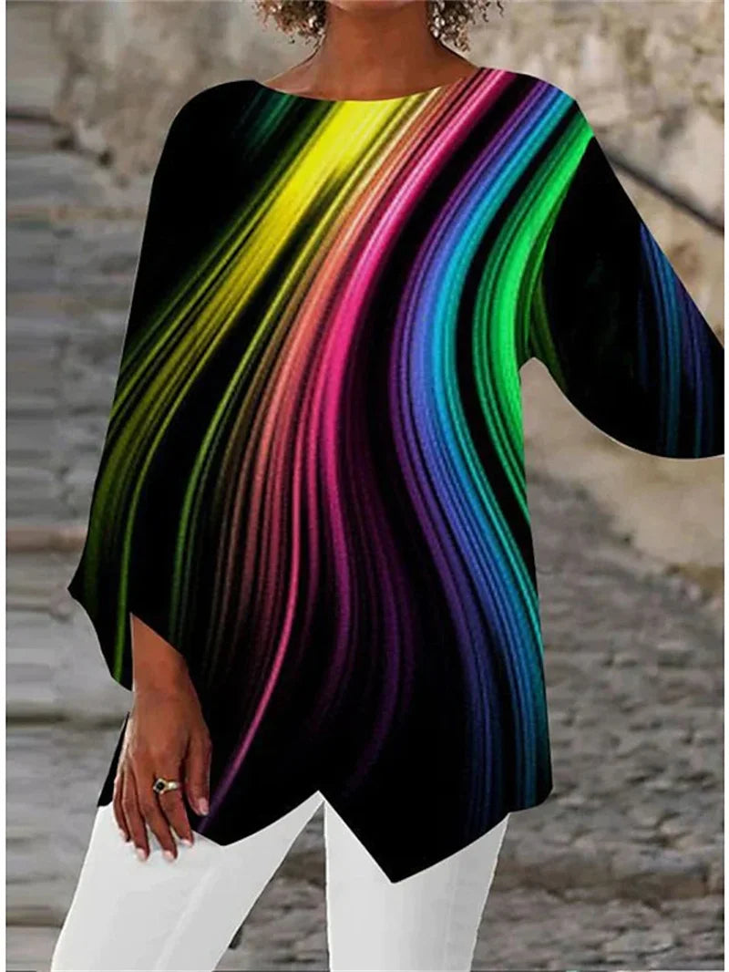 Sienna Rose | Printed Round Neck Long Sleeve Shirt