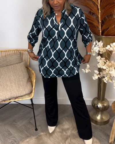 ALICIA | CASUAL LONG SLEEVE BLOUSE WITH PATTERN