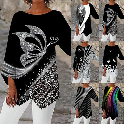 Sienna Rose | Printed Round Neck Long Sleeve Shirt