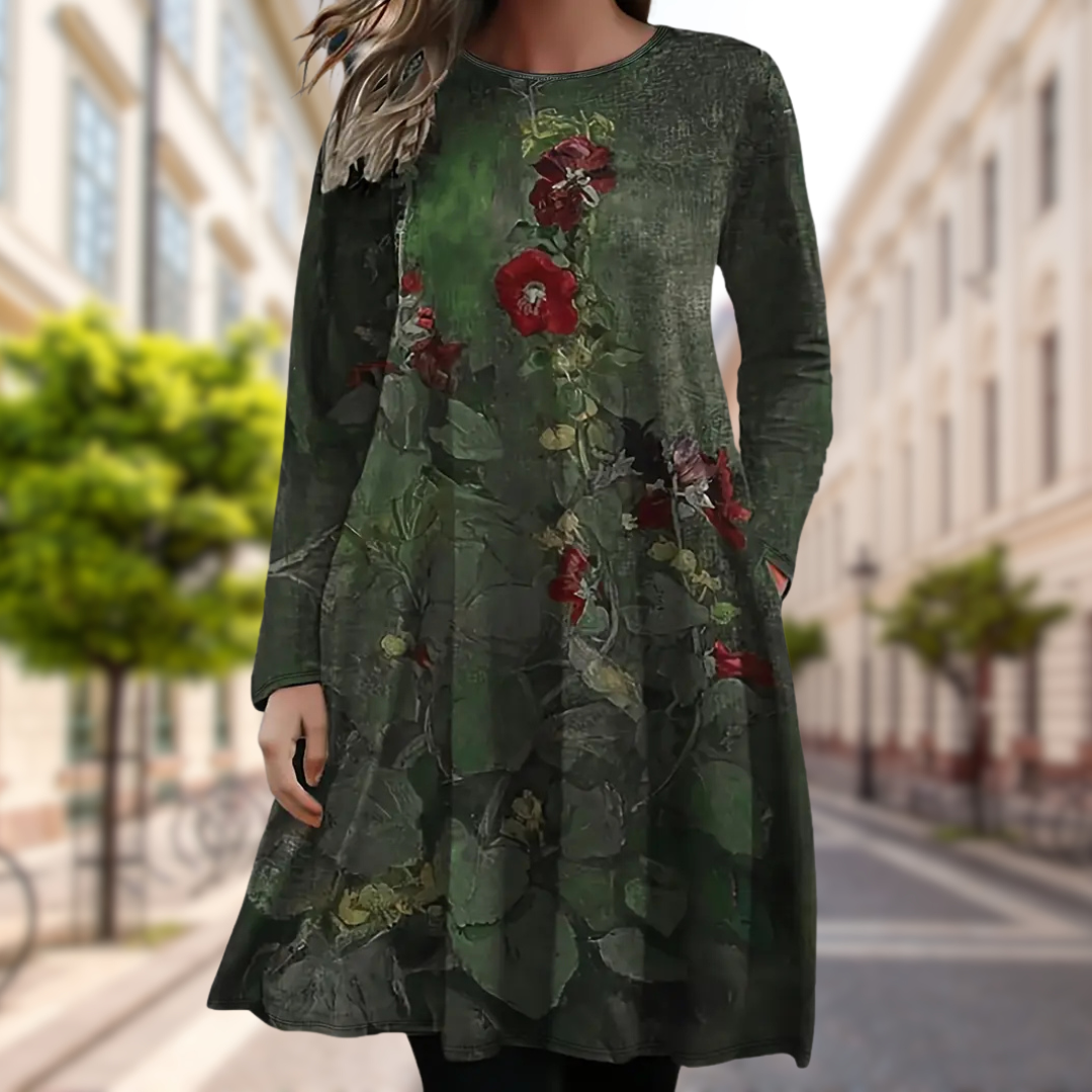 Aira | Plus Size Flower Longsleeve Dress