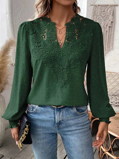 Beryl - Luxurious Lace Blouse with V-Neck